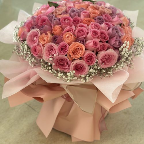 Hand Bouquet 99s roses  ‘Elizabeth’